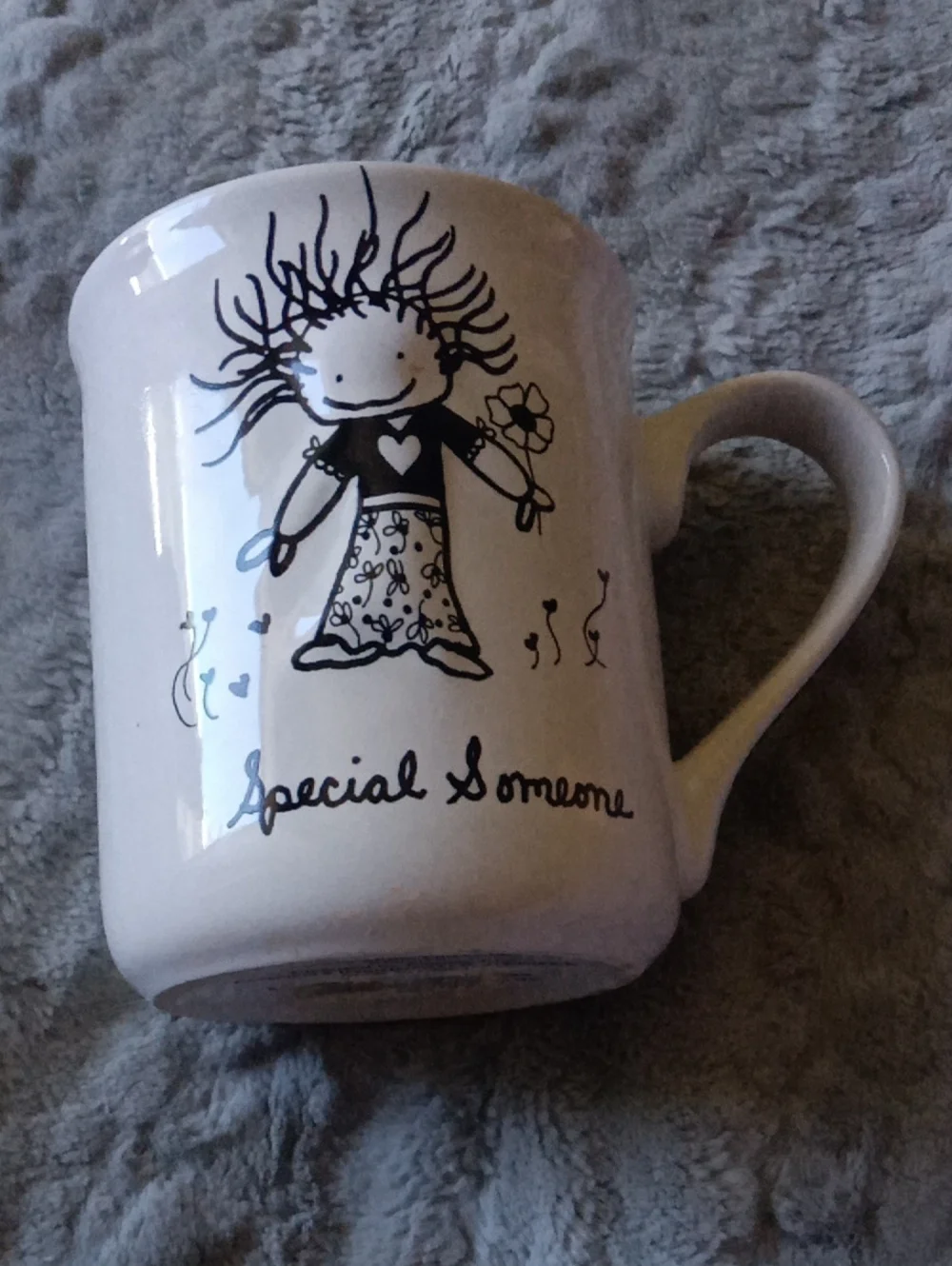 White Ceramic 'Special Someone' Mug with Cute Girl Illustration
